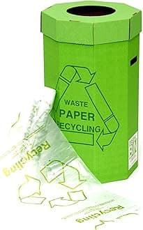 Acorn Green Paper Recycling Bin for Recycled Waste Capacity 60 Litres 360mm x 677mm Ref 402565 (Pack of 5) Made in the UK for a lower carbon footprint