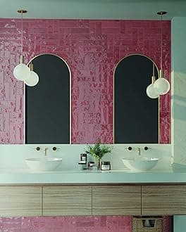 Atlas Ceramics - Porcelain Gloss Tile - Versatile Laying Options - Bathroom, Shower Wall or Kitchen Splashback - Traditional Art - Nolita Burdeos 2.5 in X 7.8 in