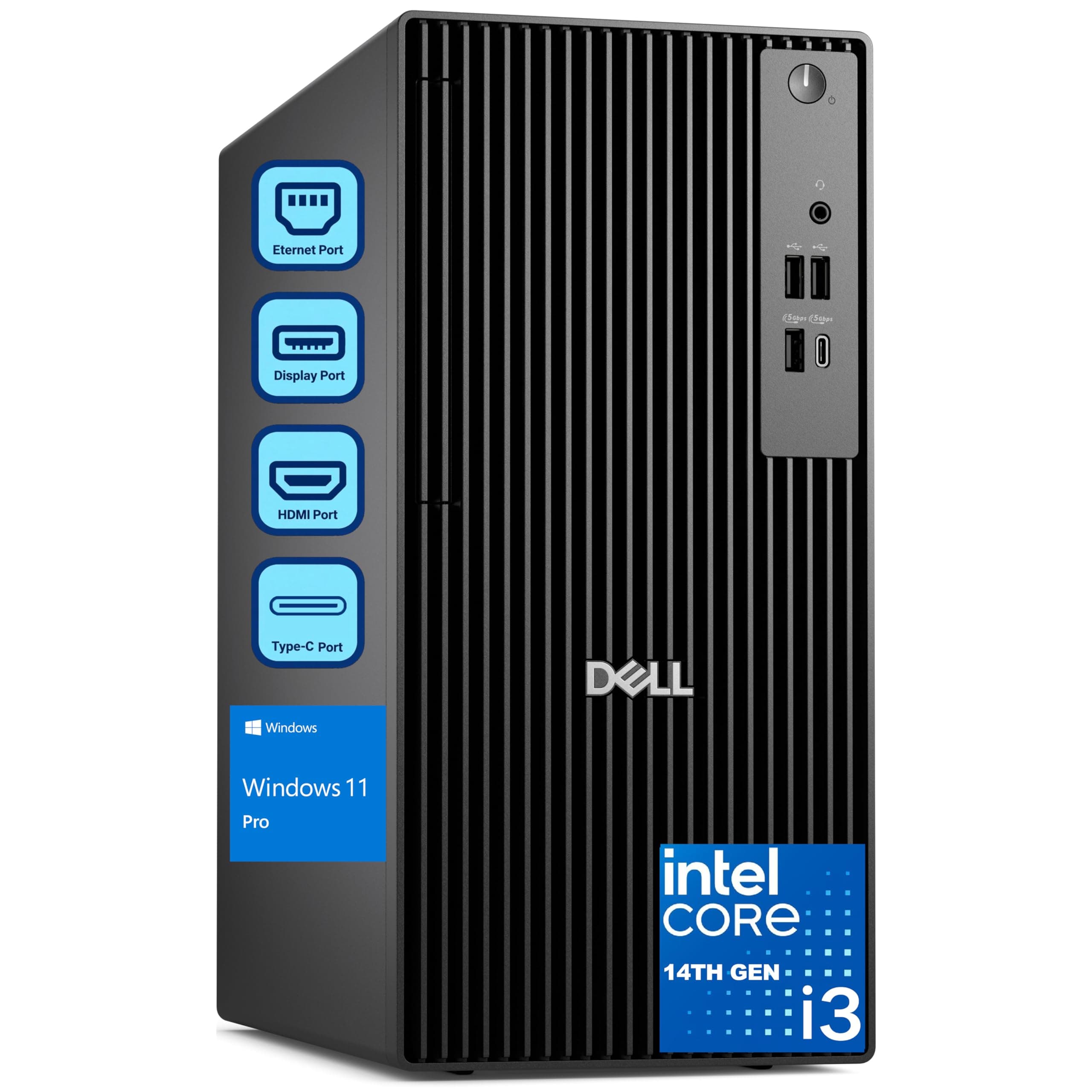 Dell Pro Tower Desktop Computers (Next Gen OptiPlex), Intel 14th Gen Core i3 14100 Processor, 8GB DDR5 RAM, 512GB PCIe SSD, RJ-45, DisplayPort & HDMI, Windows 11 Pro, Jet Black