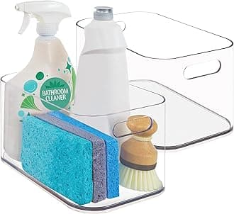 STORi Bliss 10" x 6" Open Compartment Clear Plastic Organizer (Set of 2) | Rectangular Makeup & Vanity Container & Pantry Storage Bin with Pass-Through Handles | Round Corner Design | Made in USA