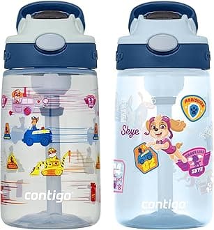 Paw Patrol Kids 14oz Plastic Water Bottles Aubrey Design with Spill-Proof Lid Silicone Straw 2-Pack Convenient for Travel/Home/School Use Dishwasher Safe