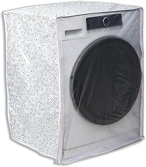 Classic® Front Load Washing Machine Cover Suitable for LG 6.5 Kg & 8 Kg (63cmsX63cmsX81cms, White & Grey).