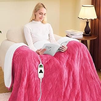 greenoak Heated Blanket Electric Twin 62"X84", Heating Blanket with 10 Heat Levels 1/2/4/6/8 Hours Auto-Off, Fleece Soft Christmas Blanket,Birthday Gifts for Teen Girls Mom,Coral Pink