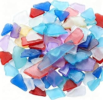 Jetec Sea Glass for Crafts Seaglass Pieces Decor Flat Frosted Sea Glass Vase Filler Crushed for Beach Wedding Party Decor Home Aquarium DIY Art Craft Supplies(Multicolor)