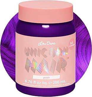 Lime Crime Unicorn Hair Dye Full Coverage, Genie (Deep Violet Purple) - Damage-Free Semi-Permanent Hair Color Conditions & Moisturizes - Temporary Hair Tint Kit Has A Sugary Citrus Vanilla Scent