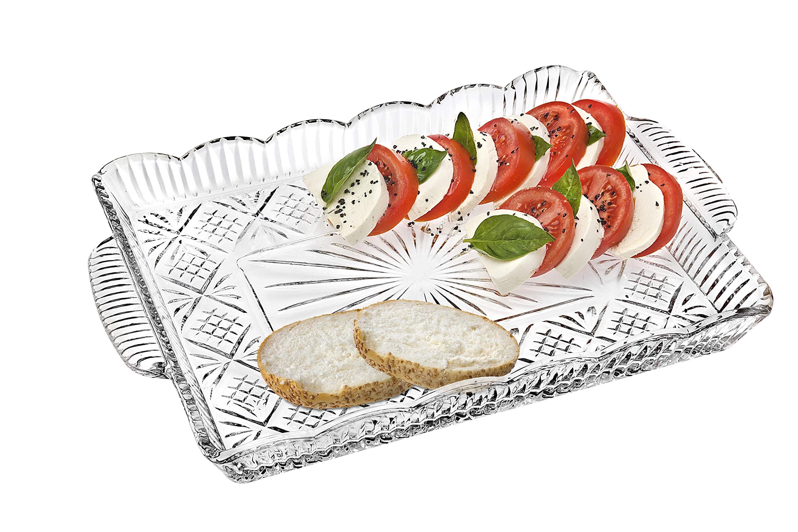 Dublin Crystal Rectangular Serving Tray, Clear, 16x1.75x11