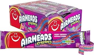 Airheads Xtremes Belts Sweetly Sour Candy, Very Berry, Non-Melting, Bulk Party Bag, 2 oz (Pack of 18)