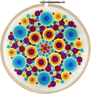 Embroiderymaterial Cross Stitch Embroidery Kit for Beginners Adults & Kids with Instruction | Blooming Flower Design | DIY Activity Craft Set | New Hobby Kit with Threads, Fabric, Hoop & All