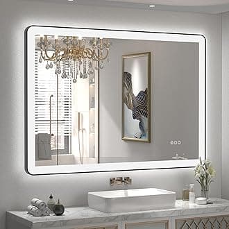 44"x36" LED Lighted Bathroom Mirror with Independent Backlit+Front Lights, Black Framed Vanity Mirrors with Lights, 3 Colors, Anti-Fog, Shatterproof, Memory, ETL Listed