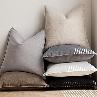 Foindtower Pack of 2, Decorative Linen Soild Throw Pillow Covers Soft Accent Lumbar Cushion Case Boho Farmhouse Pillowcase for Chair Couch Sofa Bedroom Living Room Home Decor 12 x 20 Inch Black