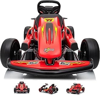 24V Electric Go Kart for Kids, Drift Kart with 400W Motors, EVA Tires, Max Speed 8.1 MPH, Music, Wireless, Electric Drifting Cart Outdoor Ride on Toy for Kids Ages 6+ (Red)