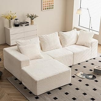 3/4 Seater Modular Sectional Sofa - 274cm Oversized L-shaped Corner Couch with Memory Foam Seating & Detachable Backrest for Living Room Bedroom, No Assembly Required, Beige