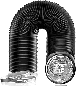 Hon&Guan 6 Inch Air Duct - 16 FT Long, Black Flexible Ducting HVAC Ventilation Air Hose for Grow Tents and Ventilation System