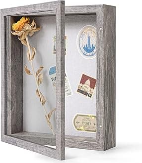 Califortree 8x10 Shadow Box Frame with Linen Back - Sturdy Memory Display Case of Flower, Pictures, Medals and More, Rustic Gray