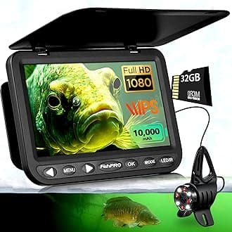 [FishPRO® 2026 Upgrade] NO.1 HD 1080P Underwater Fishing Camera 7''IPS w/DVR-32GB,Ice Fishing Camera w/10,000mAh(Ease to Use), Fish Finder Camera for Ice Lake Boat Fishing w/USB-C, LED+IR, 83ft