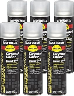 Rust-Oleum V2102838 High Performance V2100 System Rust Preventive Enamel Spray Paint, 20 fl. oz. Container, 15 oz. Fill, Crystal Clear, 6-Pack