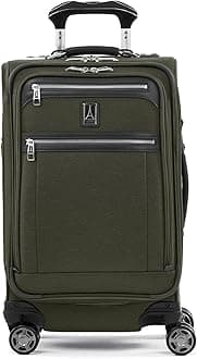 Travelpro Platinum Elite Softside Expandable Carry on Luggage, 8 Wheel Spinner Suitcase, USB Port, Suiter, Men and Women, Pilot Green, Carry On 21-Inch