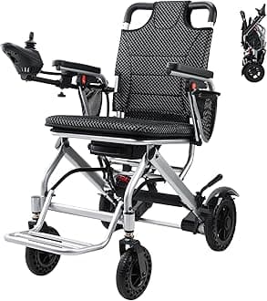 Lightweight Foldable Electric Wheelchair, Only 33lbs, Wheelchairs for Adults, Removable Lithium Battery, All Terrain Portable Motorized Wheelchairs for Seniors, Airline Approval