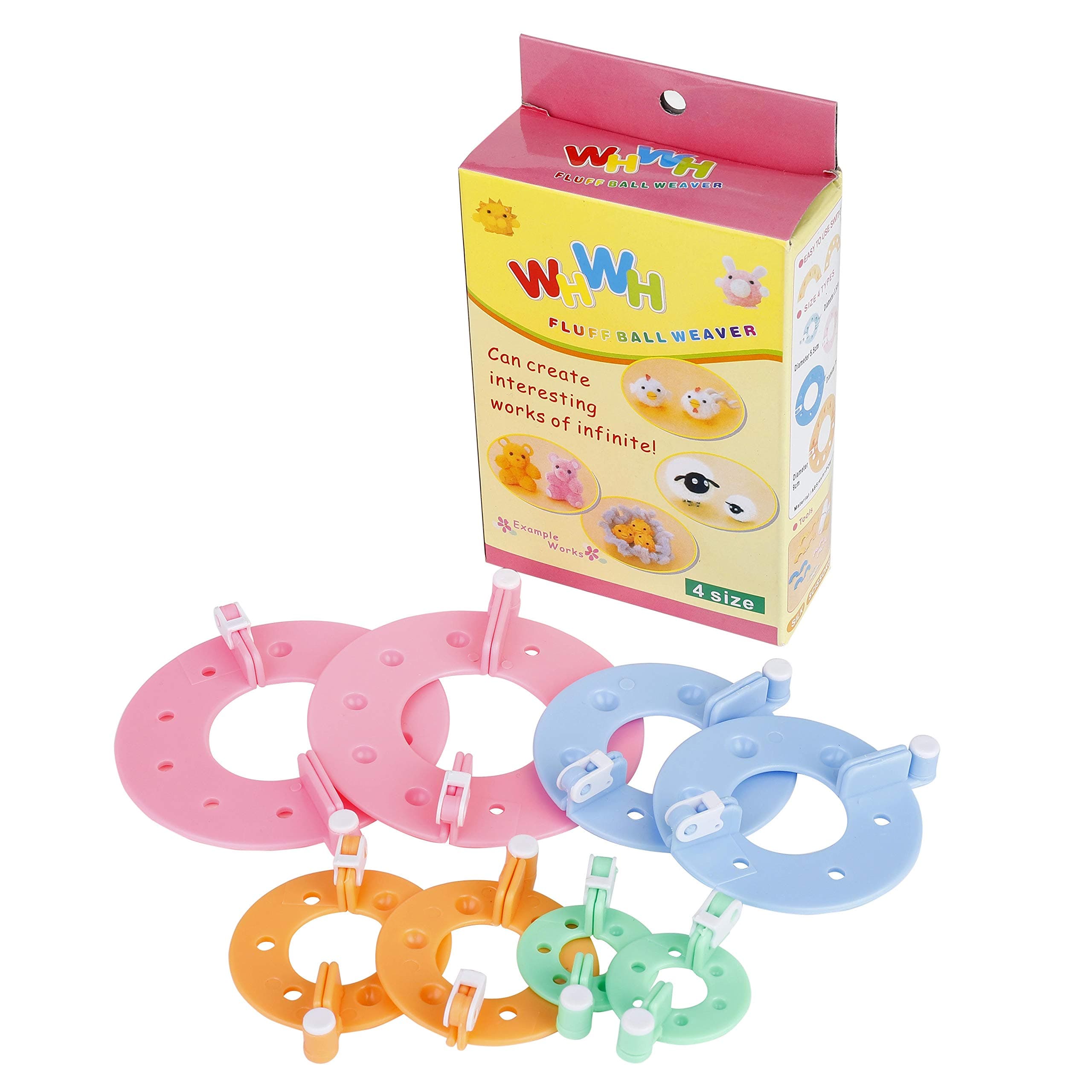 Pom-pom Maker 4 Different Sizes Pom Pom Maker for Fluff Ball Weaver Needle DIY Wool Knitting Craft Tool Set