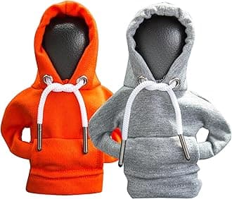 2Pcs Car Shift Knob Hoodie,Gear Shift Hoodie,Funny Sweater Hoodie for Gearshift,Automotive Interior Accessories（Orange and Gray）