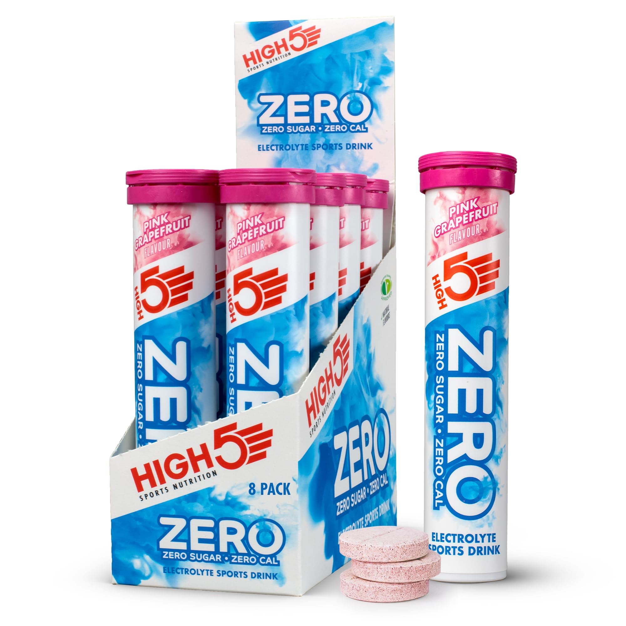 HIGH5 ZERO Electrolyte Tablet - Hydration Tablets Enhanced with Vitamin C - 0 Calories & Sugar Free - Boost Hydration, Performance & Wellness - Pink Grapefruit, 160 Tablets (20x, Pack of 8)