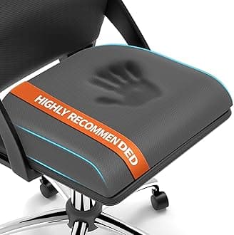 Large Seat Cushion，Soft Foam Cushion for Long Sitting Hours on Office Chair, Home & Car, Non-Slip Chair Pad for Relieving Back & Sciatica & Hip & Coccyx Pain (Grey)