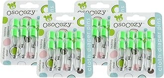 OsoCozy Diaper Pins - Light Green, Stainless Steel, Practical (Pack of 4)