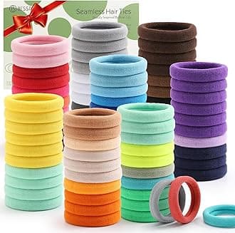 Bessrung 100PCS Elastic Hair Ties, Seamless Hair Band, Ponytail Holder No Crease Damage, Cotton Bands, Hair Scrunchies for Thick Thin Hair, Hair Accessories for Women