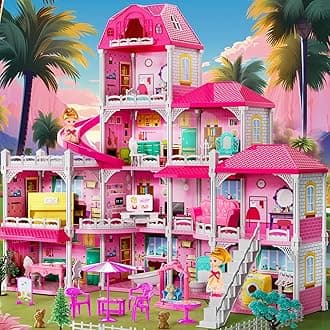 Dollhouse Girls Toys- 4-Story 11 Rooms 4-5 Year Old with 2 Dolls, Dollhouse Furniture Accessories, Pretend Cottage Toy, Toddler for Kids Ages 3 4 5 6 7 (Large)
