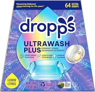 UltraWash Plus Dishwasher Detergent, Lemon Citrus (64 Pods) - Triple Action Biobased Power Deep Clean Dishwasher Detergent Tablets for Tough Stains - Dishwashing Pods for Shiny Dishes