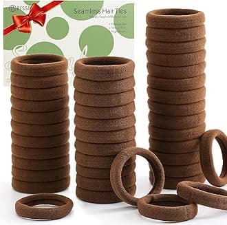 100 Pcs Thick Seamless Hair Ties, Ponytail Holders Hair Accessories for Women Girls No Damage for Thick Hair(Dark Brown Colors)