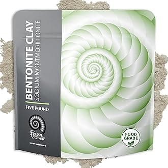 Bentonite Clay Food Grade Powder - 5 LB Pure Natural Powder for Internal and External Use-Great For Detox,Toothpaste, In Smoothies and More-Heal Damaged Skin-DIY Face Masks-Fossil Power Brand