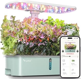 LPH-Air Hydroponics Growing System Kits, APP & WiFi Controlled Smart Indoor Garden with 24W Grow Light Full Spectrum, 10 Pods Planter Indoor Gardening for Gifts, Kitchen, Vegetable (Green)