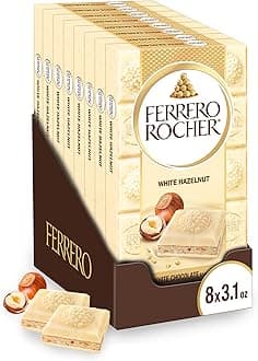 Premium White Chocolate Hazelnut Bar, Valentine's Day Chocolate Gift, 8 Pack, 3.1 oz Each