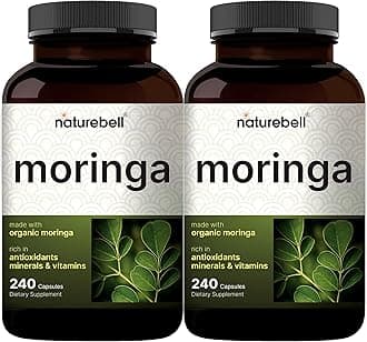 NatureBell Pure Moringa Capsules 2 Pack | Made with Moringa Powder Organic, 480 Capsules – Green Superfood, Skin Health, & Immune Support – Non-GMO, Gluten Free, 8 Month Supply*