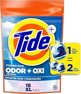 Ultra OXI Power PODS with Odor Eliminators Laundry Detergent Pacs, 18 Count, For Visible and Invisible Dirt, Tide Pods Laundry Detergent, Laundry Pods Detergent