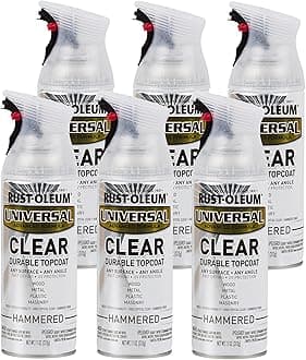 Rust-Oleum 302153-6PK Universal All Surface Clear Topcoat Spray, 11 oz, Hammered Clear, 6 Pack