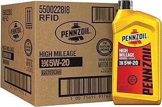 Pennzoil High Mileage 5W-20 Motor Oil, 1 Quart (6 Pack)