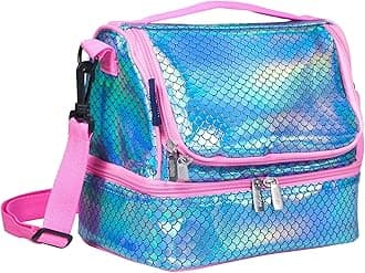 WildkinTwo Compartment Insulated Lunch Bag for Kids – School & Travel Ready - Mermaid Scales