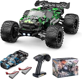 1:14 Brushless Remote Control Cars, Max 60KM/H Off-Road All Terrain Electric RC Truck, 4WD RC Monster Truck with 2.4 GHz Remote Control and 2 Lipo Batteries for Kids Adults Boys Gifts