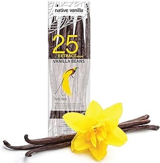 25 Tahitian Vanilla Beans - Premium Grade B Whole Vanilla Pods - For Vanilla Extract, Cooking, Baking, & Desserts - Rich, Creamy Flavor - 100% Vegan & Kosher - Non-GMO & Gluten-Free - Native Vanilla
