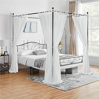 KGORGE Canopy Bed Sheer Curtains for Queen/King/Twin/Full Size, 8 Panels for Girls Boys Adults Bed, Home Bedroom Decor (White, 45 inch Width X 84 inch Length)