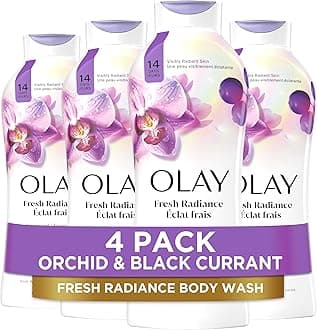 Body Wash for Women, Fresh Radiance, Refreshing & Renewing, Made with Plant Based Cleansers, B3 Botanical Complex, For All Skin Types, Orchid & Black Currant Scent, 22 fl oz (Pack of 4)