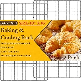 2PCS Cooling Racks for Cooking and Baking - 10" x 16"Heavy Duty Stainless Steel Wire Rack for Baking, Grilling, Roasting - Oven & Dishwasher Safe - Fits Half Sheet Pan（Silver）