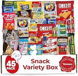 Snack Box (45 Pieces) Easter Gift Care Package Basket for Adults Kids Office College - Perfect for Birthdays Holidays - Packed in a Beautiful Gift Box