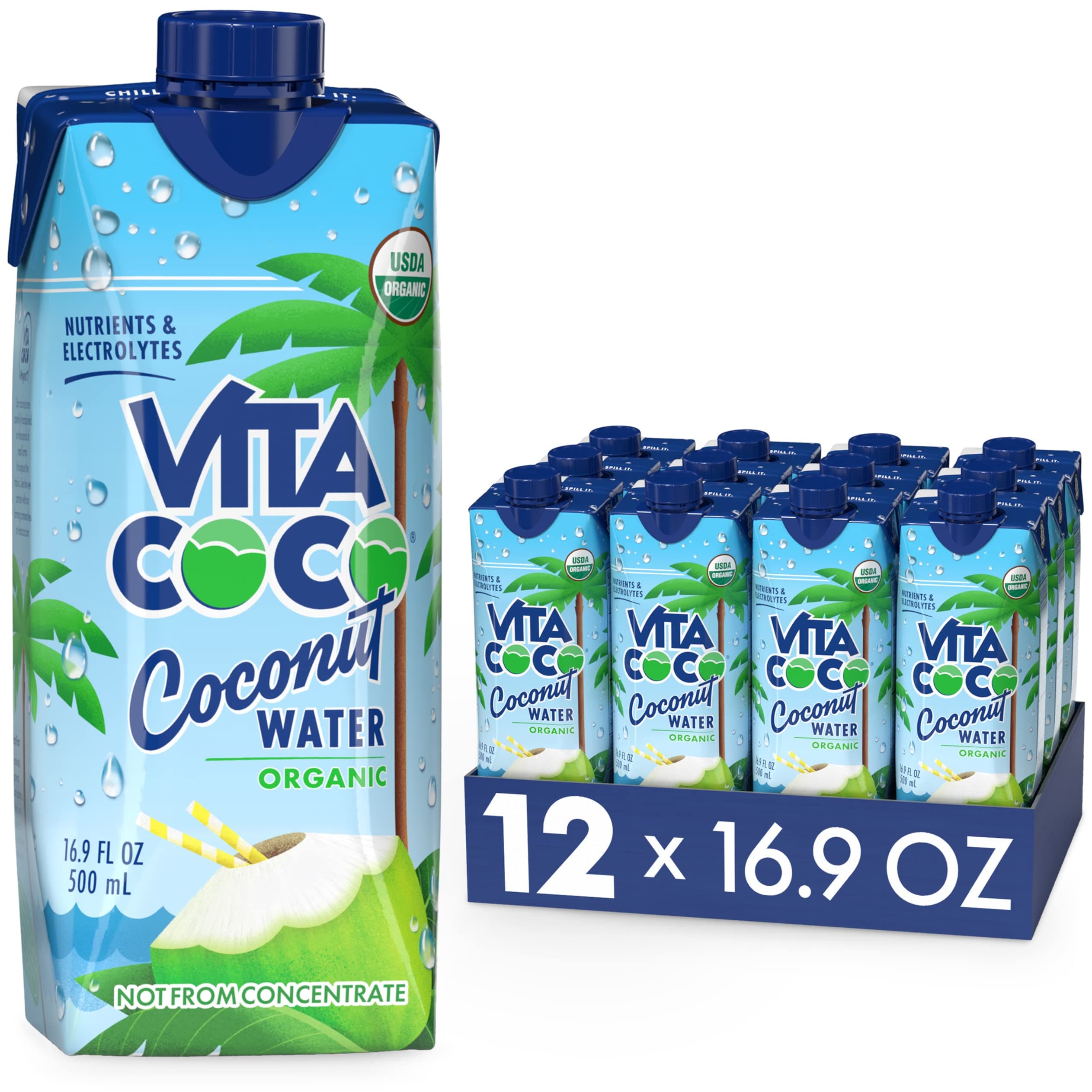 Coconut Water, Pure Organic | Refreshing Coconut Taste | Natural Electrolytes | Vital Nutrients | 16.9 Oz (Pack Of 12)