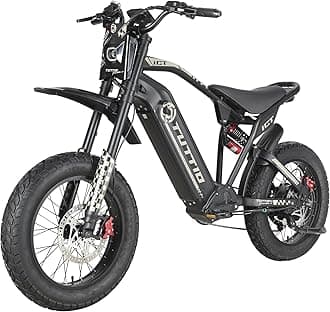 TUTTIO ICT Electric-Bike for Adults-Teens Age 16+, Peak 4000W-60V-25AH Electric-Dirt-Bike, 43-49MPH, 20" Fat-Tire-Electric-Motorcycle, Full Suspension E-Bike for Mountain Snow Off-Road School