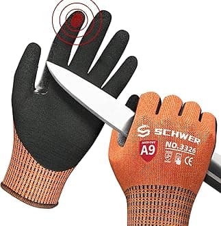 ProGuard Highest Level Cut Resistant Work Gloves PR3326 for Extreme Protection，ANSI A9 Cut Gloves with Reinforced Thumb, Non Slip, Breathable, Durable, Touch-screen, Orange 1 Pair XL