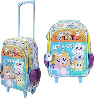 Lanky Box Let's Go! 16" Rolling Travel Backpack With Wheels And A Keychain
