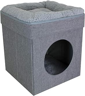 Kitty City Large Cat Bed, Stackable Cat Cube Home w/ Cat Scratcher